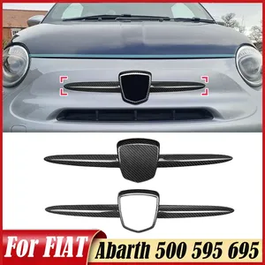 StarNav - Adhesivos Decorativos para el Logotipo Frontal del FIAT 500 595 695 2008+ 2012-2023, Marco de Fibra de Carbono para Decoración de Automóviles - Product Image 1
