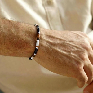 <span class=keywords><strong>Bracelet</strong></span> délicat en acier inoxydable avec perles en œil de tigre et onyx noir, pierre précieuse naturelle, protection spirituelle puissante, cadeau unisexe - Product Image 5