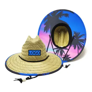 Качественный широкополый пляжный коврик на заказ, соломенная шляпа для серфинга, оптовая продажа