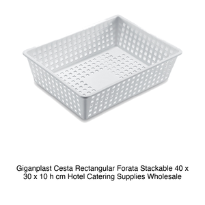 Stackable Perforated Rectangular <b>Basket</b> 40 × 30 × 10 h cm, without Lid Giganplast - Product Image 2