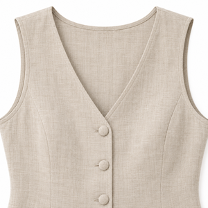 Vestido casual sin mangas con cuello en V para mujer, vestido midi con botones delanteros de color sólido para uso diario - Product Image 4