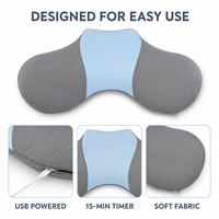 Coussin de massage vibrant chauffant portable bleu avec deux airbags, câble USB, minuterie 15 minutes pour le dos, la taille, la maison et le bureau
