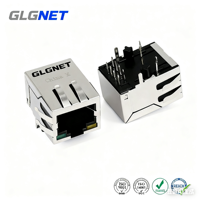 Conector GLGNET 10/100Base-T Gigabit 2x4 Integrado de 8 Pines RJ45 Hembra con LED, Conector Modular RJ45 para PCB, Conector Ethernet RJ45