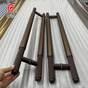 Manija de puerta de café OUKEN Manija de puerta de estilo moderno Push Pull Dandle para puertas de madera de vidrio de hotel - Product Image 3