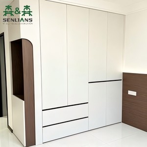 <span class=keywords><strong>Armadio</strong></span> Moderno Minimalista Integrato <span class=keywords><strong>a</strong></span> Tutta Altezza <span class=keywords><strong>con</strong></span> Nicchia Angolare in Legno Curvato per Villa - Product Image 2
