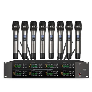 Professionelles 8-Kanal Drahtloses Mikrofonsystem UHF Metall-Handmikrofone für Kirchenveranstaltungen - Product Image 1