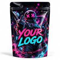 Sachet Mylar Personnalisé 3,5g Qualité Alimentaire Impression Gravure Recyclable Pochette Ziplock Néon Astronaute Dessin Animé Emballage Autoportant Alimentation Animaux Lait