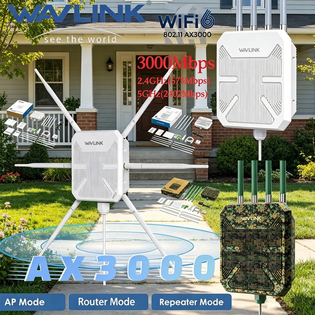 Wavlink Factory AX3000 HD9S HD9 WN573HX3 WN588HX3 Mesh WiFi Signal Booster Long Range Dual Band WiFi6 Outdoor Access Point