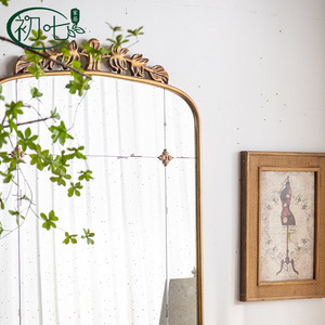 French Romantic Floor Mirror Brass <b>Frame</b> Full Length Home Use Wabi Sabi Style - Product Image 2