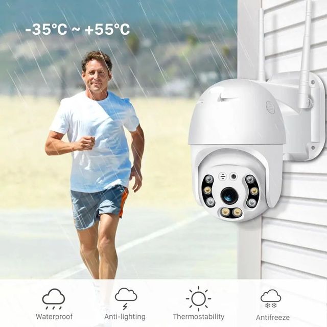 IP66 Weatherproof AI Optical Zoom WiFi IP Camera Outdoor PTZ Dome Wireless Security CCTV 1080P 2MP Home Monitoring Pro Cloud