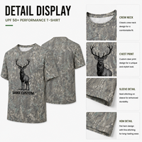 T-shirt de randonnée camouflage personnalisé, ultra doux, respirant, pour la chasse et la pêche, vêtement extensible de performance pour l'extérieur, OEM ODM, marque privée