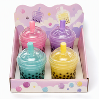 Jouet Squishy Personnalisé Thème Thé au Lait Boba, Jouet Anti-Stress à Presser en TPR, Vente en Gros OEM d'Usine, Jouet Fidget Squishy Kawaii en Forme d'Aliment