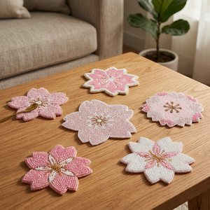 Posavasos con Cuentas, Posavasos Hecho a Mano, Posavasos con Flores, Posavasos con Cuentas de Semillas, Posavasos Floral, Decoración de Mesa, Posavasos para Bebidas, Decoración del Hogar, Regalo - Product Image 5