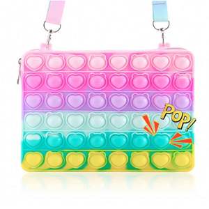 New Style Sling Shoulder Bag Pop <b>Kids</b> Pink Plastic Unicorn Fashion Fidget Toys Wallet Pop Bag - Product Image 2