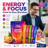 Mélange de Thé Énergisant Marque Blanche en Sachet – Sans Sucre, Thé Vert, Caféine, Vitamines, Électrolytes – Favorise le Métabolisme Énergétique – Poudre à Boire