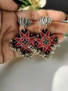 ต่างหูแบบผ้าทำมือต่างหูน้ำหนักเบาพร้อมออกซิไดซ์ทำงานนอกสถานที่แบบลำลองต่างหูแนวโบฮีเมียนเก๋ไก๋ - Product Image 5