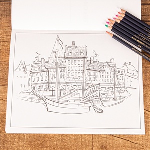 Livre de <span class=keywords><strong>coloriage</strong></span> pour adultes sur le thème des paysages urbains, pages <span class=keywords><strong>à</strong></span> colorier et dessins au trait pour la relaxation et le soulagement du stress, impression personnalisée, vente en gros par l'usine GF - Product Image 2
