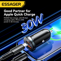 ESSAGER ES-CC12 Chargeurs de voiture USB universels 2 ports 30W Type C pour ordinateur portable avec logo personnalisé pour smartphone