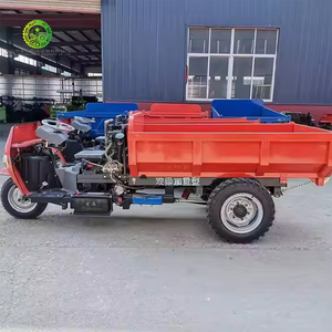 Triciclo diésel naranja de 3 ruedas con plataforma de carga resistente para transporte agrícola - Product Image 6