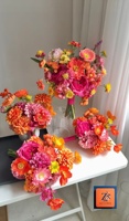 Zike Farbenfrohe Braut Hochzeit Künstliche Dekoration Realistische Kunstblumen Sträuße Anpassbare Rosa Orange Quinceanera Dekor