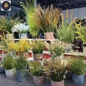 T43, venta al por mayor, hierba de cebolla cebra artificial, plantas de hierba de flores soleadas falsas para decoración interior y exterior