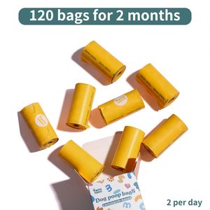 Bolsas Biodegradables para Excremento de Perro, Paquete de 8 Rollos, Color Amarillo - Product Image 2