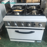 Cuisinière à gaz commerciale Ruitai à quatre brûleurs avec four, mode économie d'énergie, facile à nettoyer, double combustible, en acier inoxydable