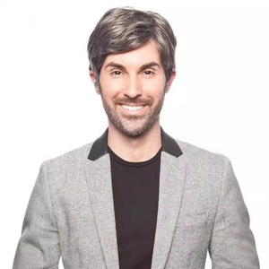 วิกผมสั้นผู้<span class=keywords><strong>ชาย</strong></span> สีเทา-ขาว แสกข้าง <span class=keywords><strong>หน้าม้า</strong></span>ปัดข้าง <span class=keywords><strong>หน้าม้า</strong></span>เต็มศีรษะ เส้นใยสังเคราะห์ทนความร้อนสูง ไม่สามารถดัด/ย้อมสีได้ - Product Image 2