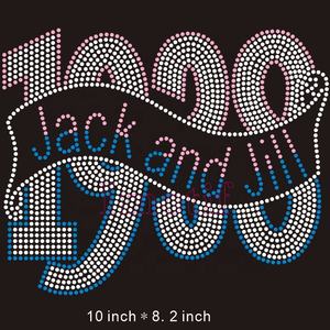 1938 con Logo in cristallo Bling Design <span class=keywords><strong>Jack</strong></span> <span class=keywords><strong>Jill</strong></span> of America Hotfix ferro Patch strass motivo di trasferimento per i vestiti - Product Image 2