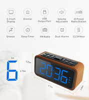Réveil de bureau moderne avec radio, luminosité réglable, affichage numérique, alimentation CA/adaptateur, fonction alarme FM et fonction snooze
