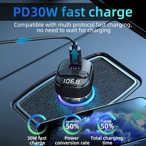 NOUVEAU chargeur de <span class=keywords><strong>voiture</strong></span> rapide 2 ports usb type c chargeur de <span class=keywords><strong>voiture</strong></span> prise téléphone charge rapide lecteur <span class=keywords><strong>Bluetooth</strong></span> <span class=keywords><strong>voiture</strong></span> PD30W Adaptateur USB rapide - Product Image 5