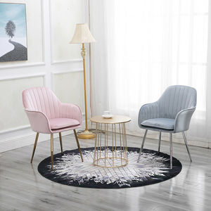 เก้าอี้รับประทานอาหารสไตล์ยุโรปขนาดเล็กหุ้มด้วยผ้าโครเมี่ยมสีทองและผ้าสำหรับบ้านออฟฟิศและห้องรับประทานอาหาร - Product Image 1