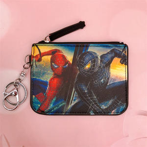 Cool dibujos animados Marvel Spider Man <span class=keywords><strong>Hulk</strong></span> Capitán Bat Man América tarjetero cremallera cartera PU cuero tarjeta cubierta llavero colgante - Product Image 4
