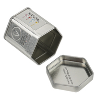 Op maat gemaakte logo-ontwerpen, hexagonale blikken metalen doosjes voor het opbergen van mobiele telefoons & horloges, cadeauverpakkingen van gerecyclede materialen