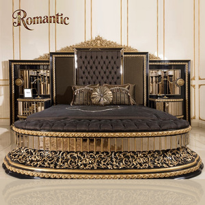 Heißer Verkauf: Türkisches Luxus-Schlafzimmermöbel-Set im klassischen Stil – Hochwertiges Schwarz-Gold-Design, direkt ab Werk, High-End-Stoff-Kingsize-Bett-Set - Product Image 3