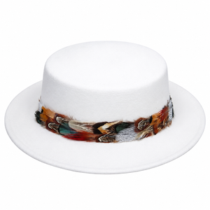Bande de chapeau en plumes de <span class=keywords><strong>faisan</strong></span> naturelles teintées, garniture à franges, pour hommes et femmes, chapeau de cowboy, fedora, accessoire de coiffure, accessoire de costume - Product Image 4