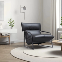 Fauteuil lounge moderne rembourré avec structure en acier inoxydable, fauteuil d'appoint pour salon en mousse haute résilience 45D