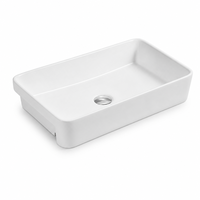 Lavabo semi-suspendu en céramique pour le lavage des mains, lavabo semi-encastré pour hôtels et usage domestique