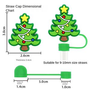 Accessoires de décoration de fête personnalisés et mignons en silicone universel de 10 mm pour pailles, série de Noël en gros - Product Image 2