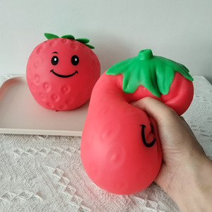 Hot Selling Simulation Slow-resilience Strawberry-shaped Fruit Stress-relieving <b>Ball</b> Creative Venting Toy <b>Squeeze</b> Flour <b>Ball</b> - Product Image 1