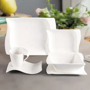 36 PCS Hotel White Dinner Set Luxury Porcelain Dinner Set Ceramic Endless Corner Tableware Dinnerware Sets