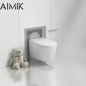 Smart Electric Toilet Bathroom Tankeless Remote Automatic Flush Wall Mounted <strong>Bidet</strong> with Elongated Bowl <strong>Ceramic</strong> Foot Control - Product Image 1