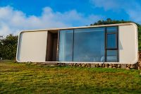Maison mobile modulaire en conteneur Apple Pod Cabin, en acier et aluminium, avec chambre et salon, design contemporain, utilisation quotidienne, clé en main intelligente