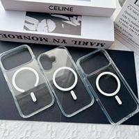 Coque de téléphone transparente premium magnétique anti-rayures anti-jaunissement antichoc fine et transparente pour iPhone 18 17 16 Pro Max Fundas