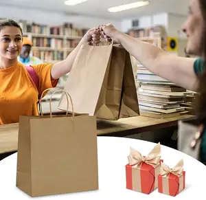 Les fabricants vendent directement des sacs en papier kraft avec poignées sac en papier kraft personnalisé pour le transport des aliments dans les restaurants