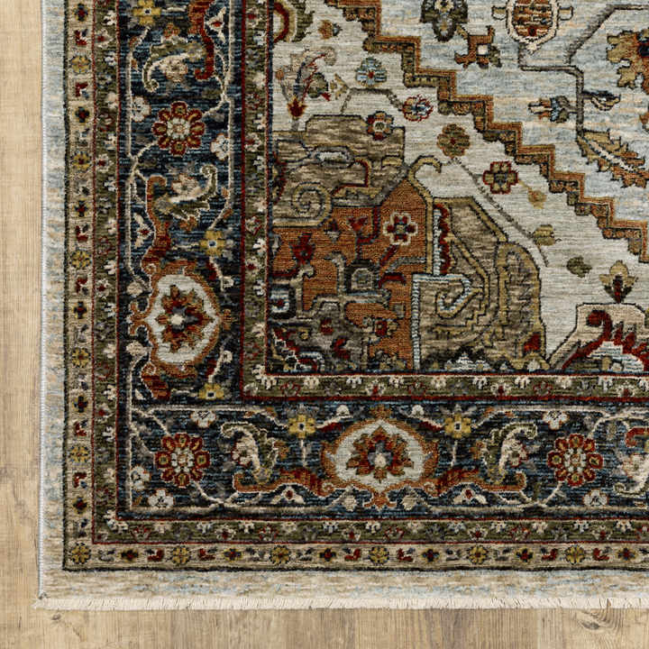 8' Blue and Green Oriental Power Loom Runner Rug by HMS-Unique and Stylish Home Decor