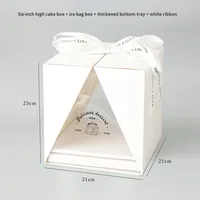 Boîte à gâteau transparente portable AK 4/6/8 pouces pour gâteau d'anniversaire, mousse, dessert, collation, emballage alimentaire à emporter