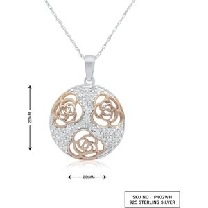 Collar con colgante de flor de diamante Ornaatis, 0,55 quilates, corte redondo, oro de dos tonos sobre plata 925 para mujer - Product Image 2