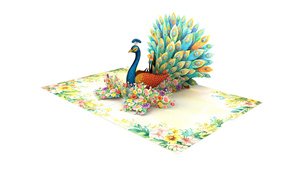 Tarjeta de Felicitación 3D Pop-Up con Pluma de Pavo Real Vibrante, Tarjetas de Cumpleaños Kirigami, Venta al Por Mayor - Product Image 2