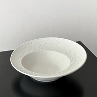 Assiette à pâtes à bord large de forme irrégulière, blanche et noire, avec logo personnalisé, pour dîner, soupe, salade, apéritif